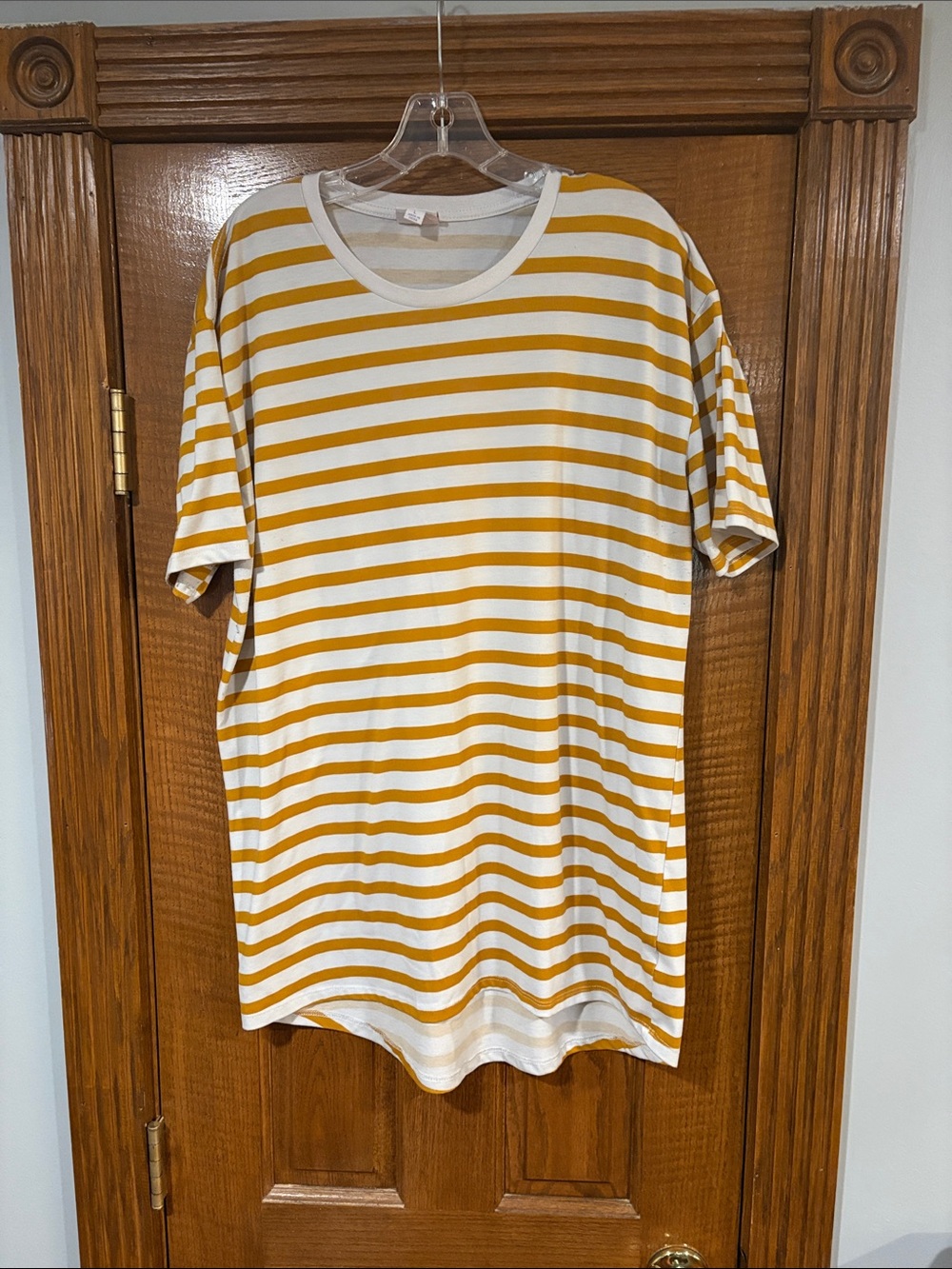 LuLaRoe Yellow and White Striped Perfect T